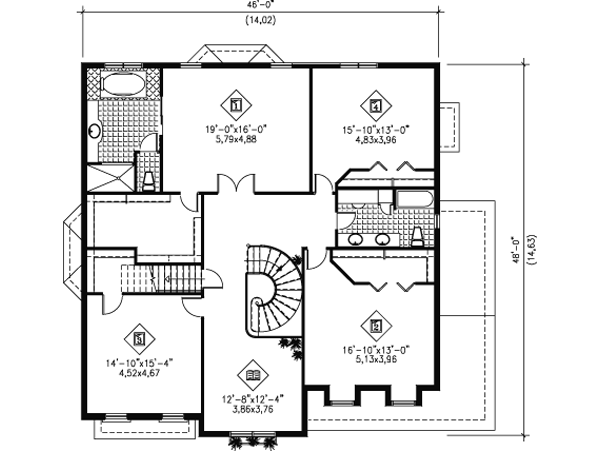 Traditional Floor Plan - Upper Floor Plan #25-4142