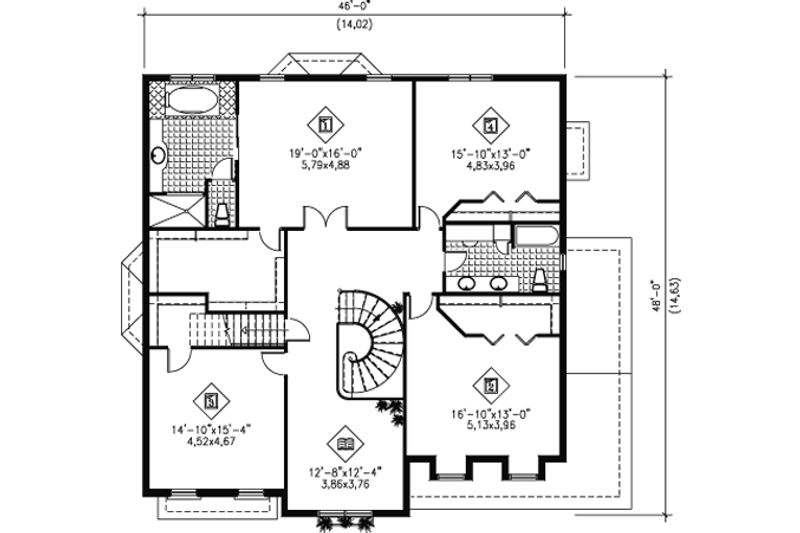 Architectural House Design - Floor Plan - Upper Floor for Traditional House Plan #25-4142 - 4 bed, 2.5 bath
