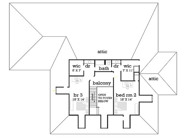 Architectural House Design - Upper level floor plan - 4000 square foot European home