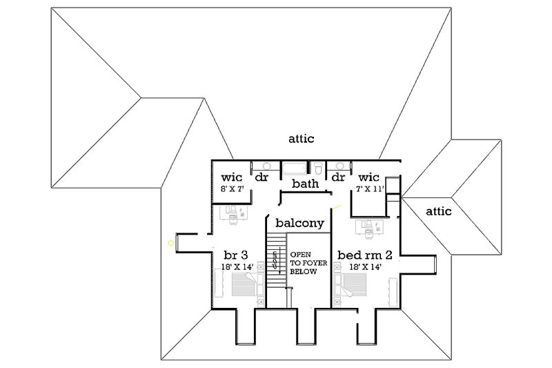 House Design - Upper level floor plan - 4000 square foot European home