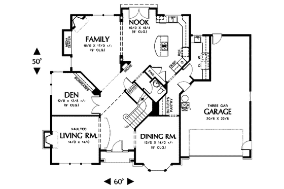 Floor Plan - Main Floor for European House Plan #48-110 - 4 bed, 2.5 bath
