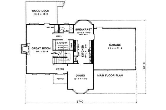 Floor Plan - Main Floor for European House Plan #10-238 - 3 bed, 2.5 bath