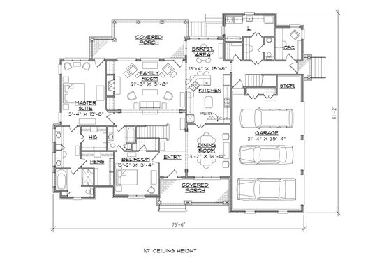 Floor Plan - Main Floor for Traditional House Plan #1054-23 - 5 bed, 4.5 bath