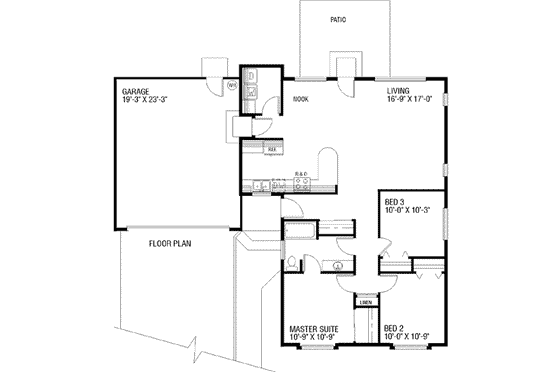 Floor Plan - Main Floor for Traditional House Plan #60-391 - 3 bed, 2 bath