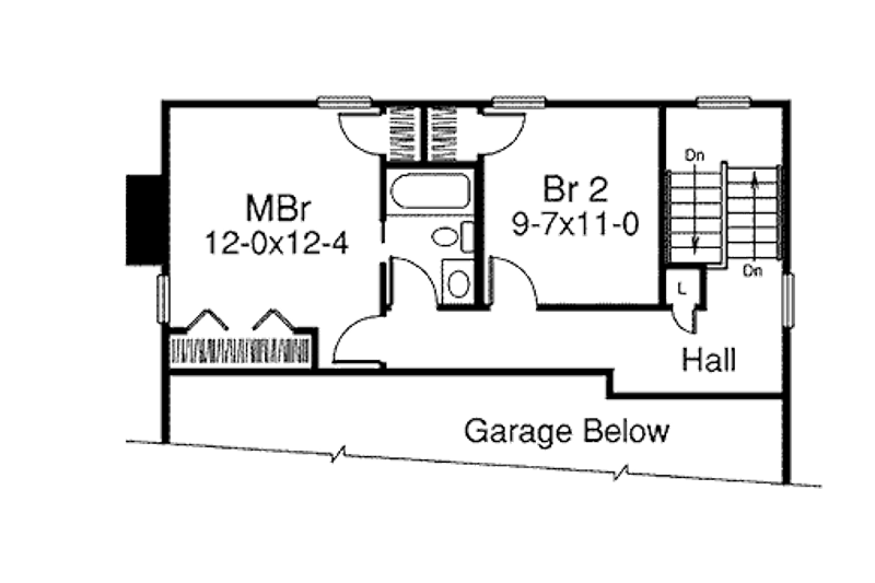 Architectural House Design - Floor Plan - Upper Floor for Cottage House Plan #57-350 - 2 bed, 1.5 bath