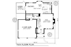 Floor Plan - Main Floor for Traditional House Plan #70-245 - 3 bed, 2.5 bath