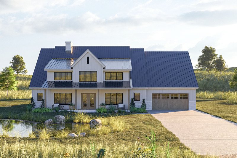 House Blueprint - Farmhouse Exterior - Front Elevation Plan #455-713