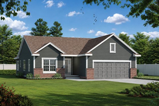 Exterior - Front Elevation for Traditional House Plan #20-1791 - 3 bed, 2 bath