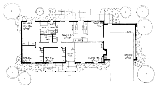 House Blueprint - Ranch Floor Plan - Main Floor Plan #72-296
