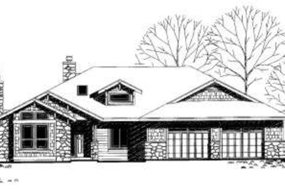 Exterior - Front Elevation for Traditional House Plan #303-340 - 4 bed, 2 bath