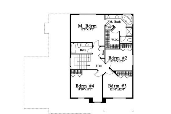 Floor Plan - Upper Floor for Traditional House Plan #78-104 - 4 bed, 2.5 bath