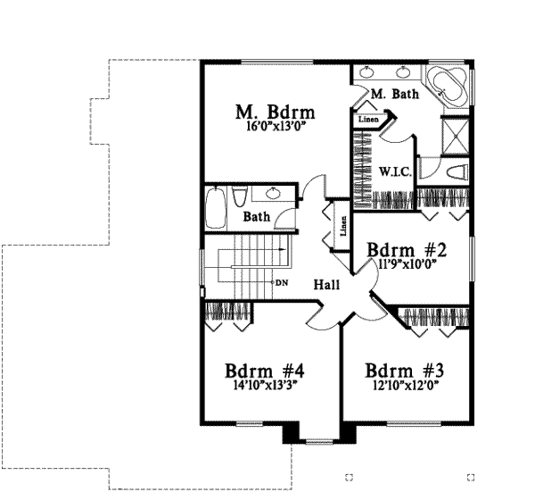 Traditional Floor Plan - Upper Floor Plan #78-104