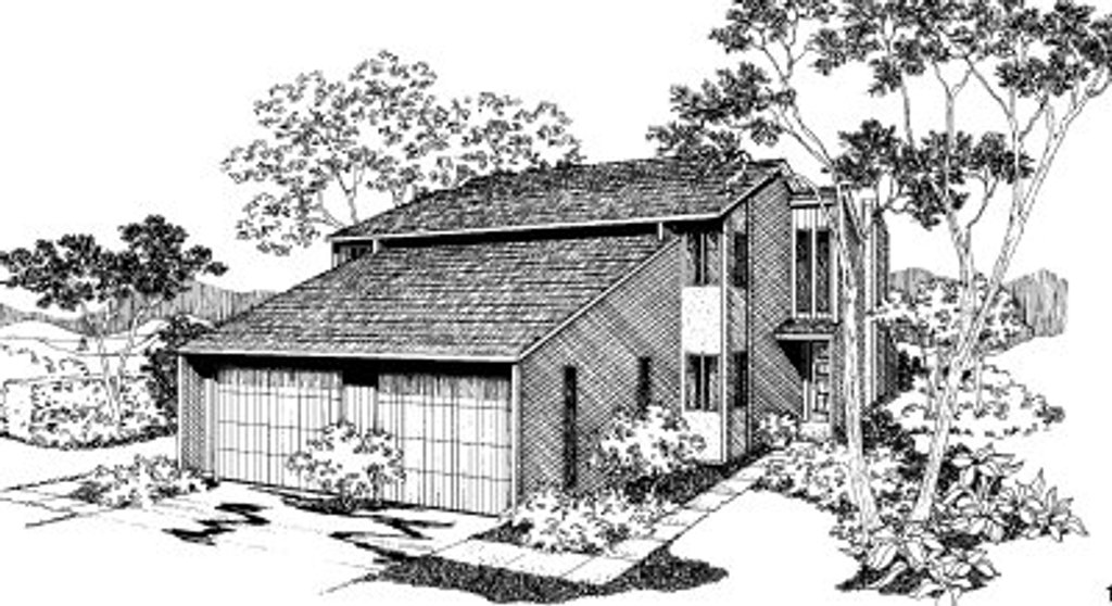 Exterior - Front Elevation 2 House Plan #303-204 - 2 bed, 2 bath