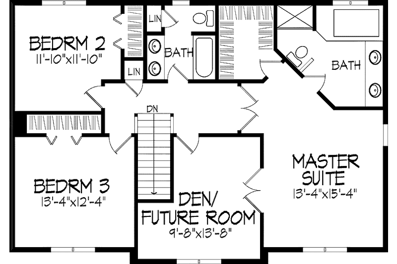 Home Plan - Floor Plan - Upper Floor for Tudor House Plan #51-883 - 3 bed, 2.5 bath