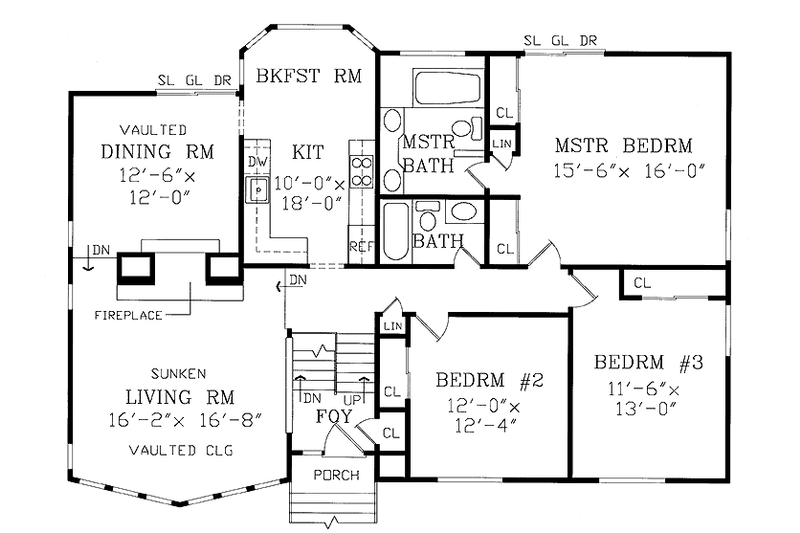 Dream House Plan - Floor Plan - Main Floor for Contemporary House Plan #314-225 - 3 bed, 2 bath