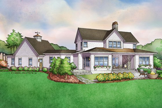 Exterior - Rear Elevation 1 for Farmhouse House Plan #928-309 - 3 bed, 3.5 bath