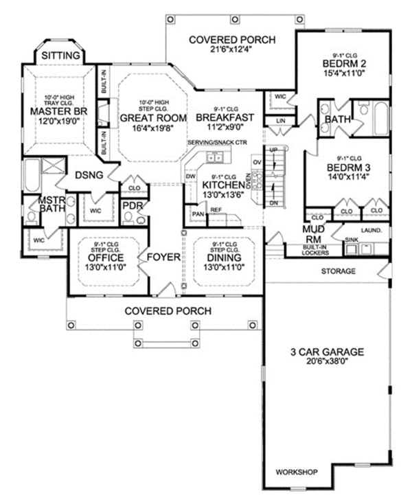 Architectural House Design - Craftsman Floor Plan - Main Floor Plan #314-290