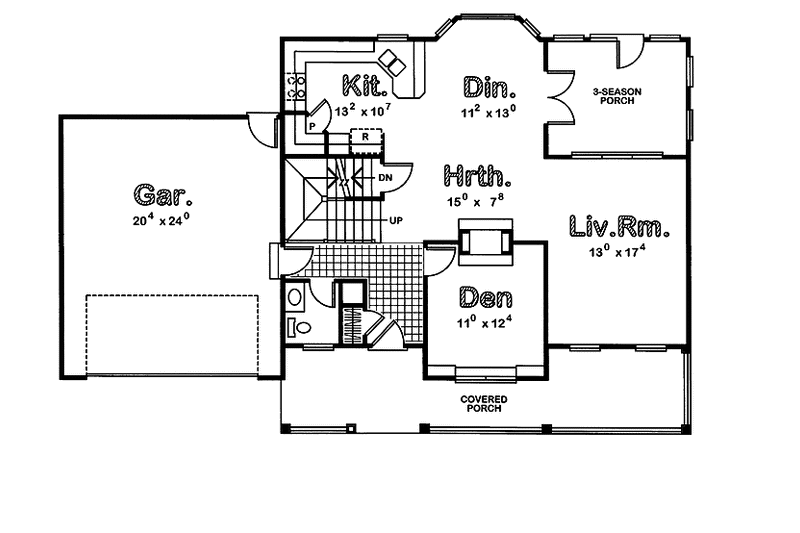 Home Plan - Floor Plan - Main Floor for Country House Plan #20-2217 - 3 bed, 2.5 bath