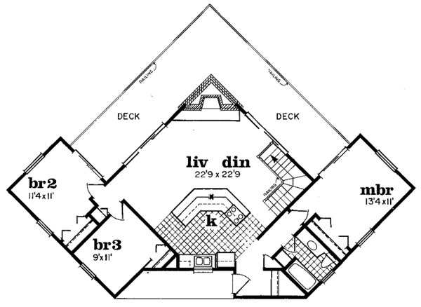 House Blueprint - Contemporary Floor Plan - Main Floor Plan #47-666