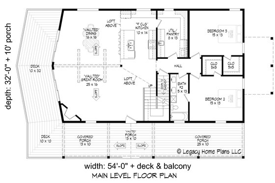 Floor Plan - Main Floor for Southern House Plan #932-813 - 3 bed, 2 bath