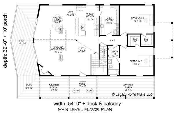 House Blueprint - Southern Floor Plan - Main Floor Plan #932-813