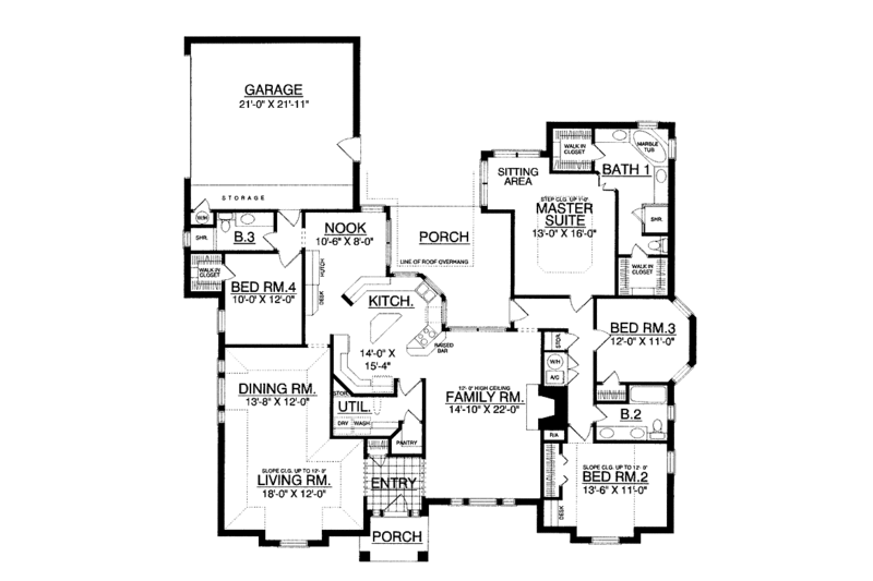 Dream House Plan - Floor Plan - Main Floor for Traditional House Plan #40-445 - 4 bed, 3 bath