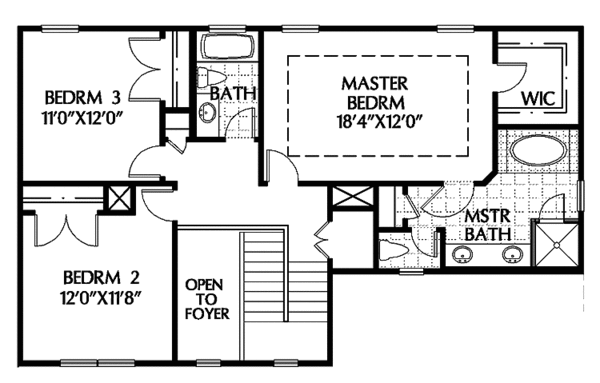 House Design - Colonial Floor Plan - Upper Floor Plan #999-78