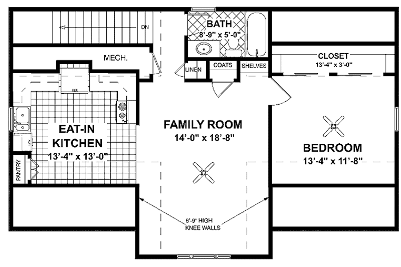Home Plan - Floor Plan - Upper Floor for Craftsman House Plan #56-675 - 1 bed, 1 bath