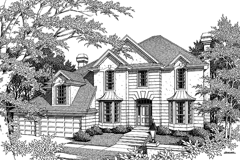 Home Plan - Exterior - Front Elevation 3 for Mediterranean House Plan #48-742 - 4 bed, 3.5 bath