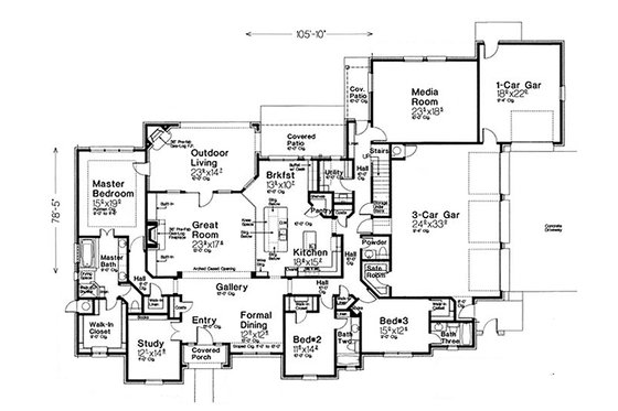 Floor Plan - Main Floor for European House Plan #310-1310 - 3 bed, 3.5 bath