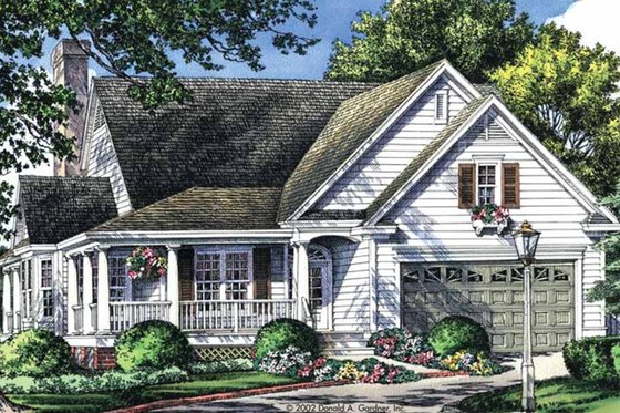 Exterior - Front Elevation 3 for Country House Plan #929-43 - 3 bed, 2 bath