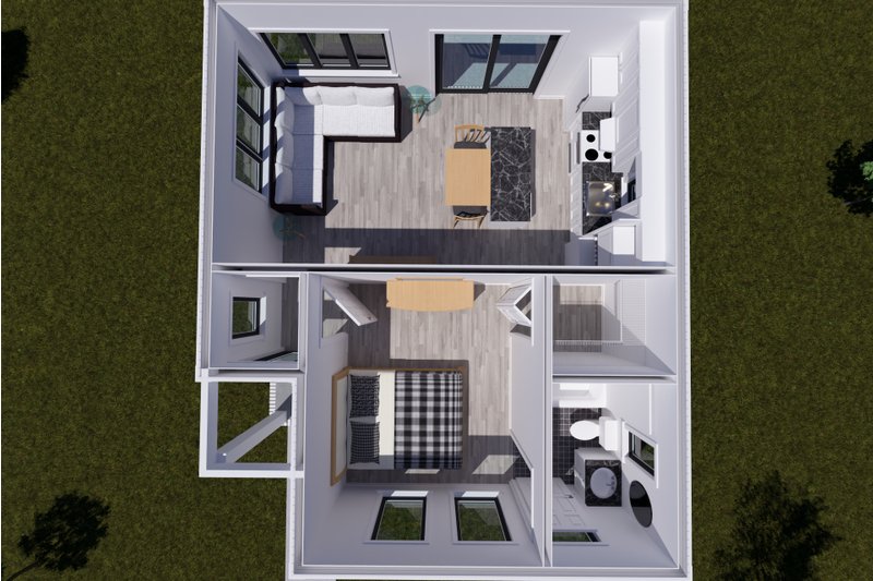 Dream House Plan - Floor Plan - Main Floor 1 for Contemporary House Plan #513-2416 - 1 bed, 1 bath