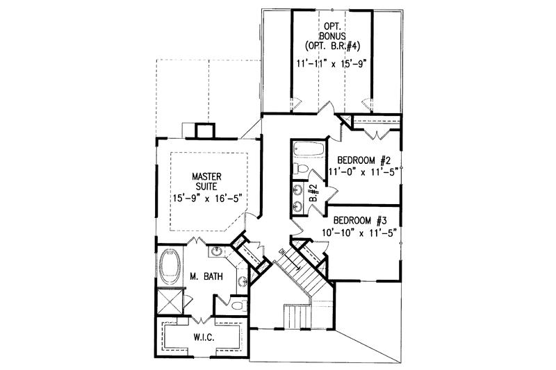 Home Plan - Floor Plan - Upper Floor for Craftsman House Plan #54-225 - 3 bed, 2.5 bath