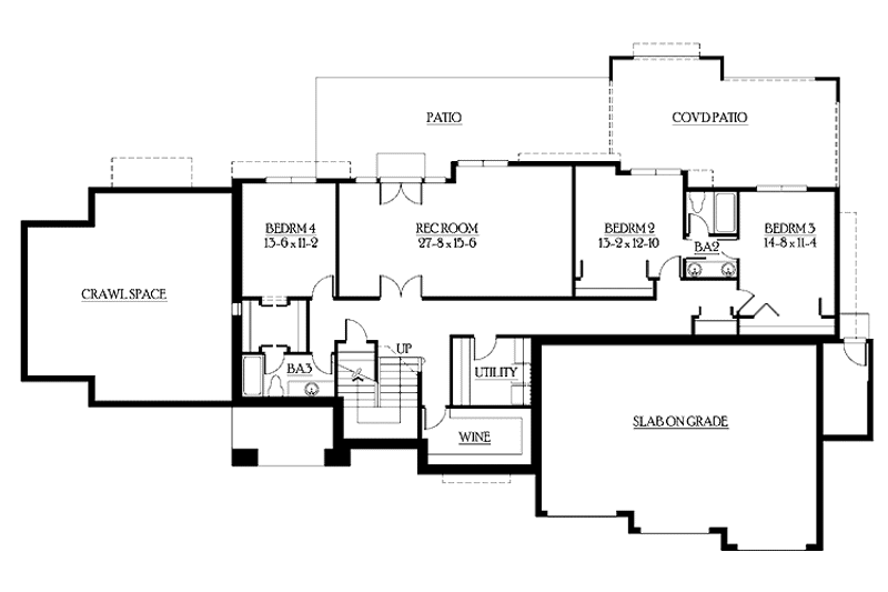 Home Plan - Floor Plan - Lower Floor for Craftsman House Plan #132-274 - 4 bed, 3.5 bath