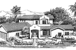 Mediterranean Exterior - Front Elevation Plan #72-1008