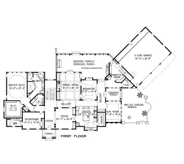 House Blueprint - European Floor Plan - Main Floor Plan #54-343