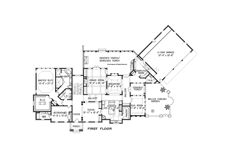 Home Plan - Floor Plan - Main Floor for European House Plan #54-343 - 4 bed, 3.5 bath