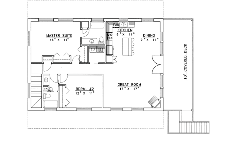 Dream House Plan - Floor Plan - Main Floor for Contemporary House Plan #117-839 - 2 bed, 3 bath