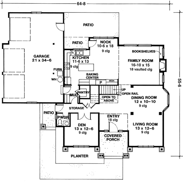 House Plan Design - Craftsman Floor Plan - Main Floor Plan #966-55