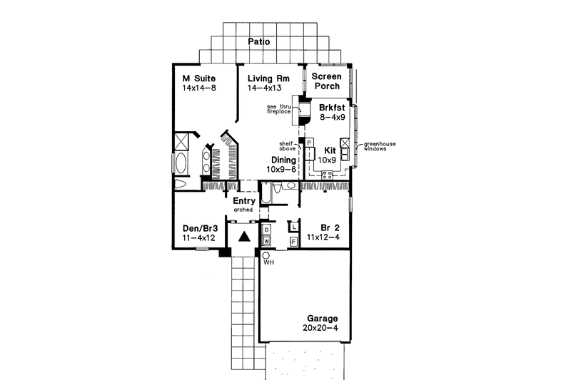 Home Plan - Floor Plan - Main Floor for Ranch House Plan #320-957 - 2 bed, 2 bath