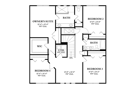 Floor Plan - Upper Floor for Mediterranean House Plan #1058-63 - 5 bed, 3 bath
