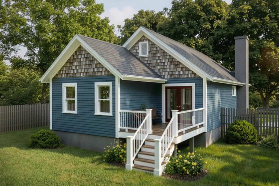 Exterior - Rear Elevation for Bungalow House Plan #79-309 - 4 bed, 2 bath