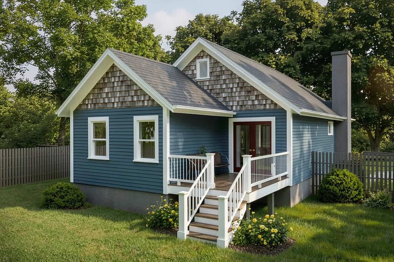 House Design - Exterior - Rear Elevation for Bungalow House Plan #79-309 - 4 bed, 2 bath