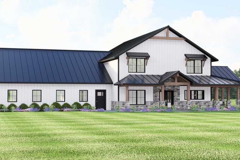 House Blueprint - Barndominium Exterior - Front Elevation Plan #1064-401