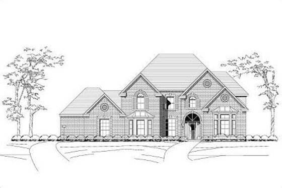 Exterior - Front Elevation for European House Plan #411-587 - 5 bed, 4 bath