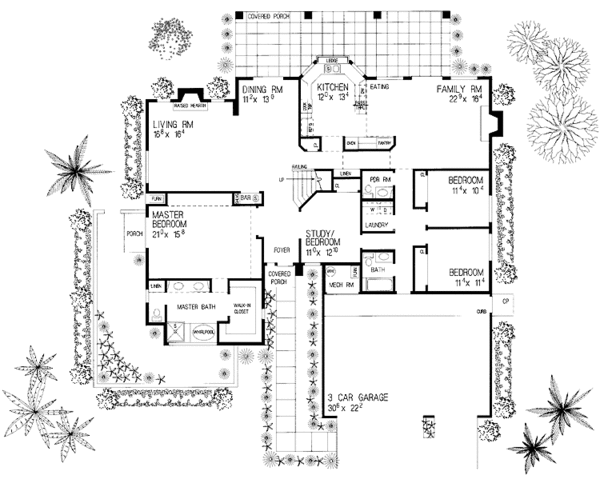 Architectural House Design - Mediterranean Floor Plan - Main Floor Plan #72-921