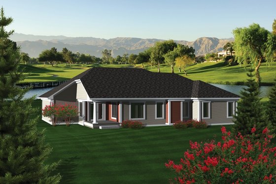 Exterior - Rear Elevation for Traditional House Plan #70-1082 - 3 bed, 1.5 bath