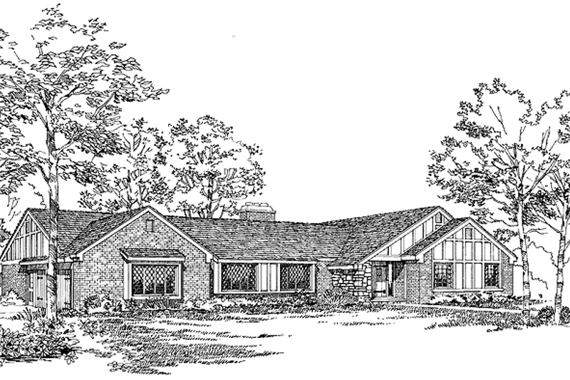 Home Plan - Tudor Exterior - Front Elevation Plan #72-656