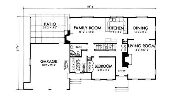 Architectural House Design - Colonial Floor Plan - Main Floor Plan #320-1319