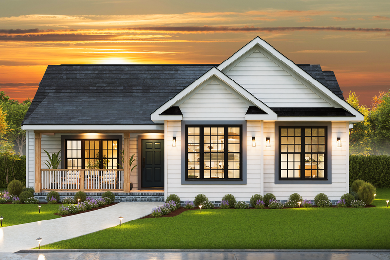 Architectural House Design - Ranch Exterior - Front Elevation Plan #54-653